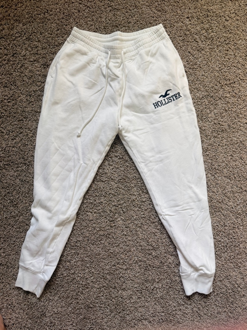 Hollister Ultra High-Rise White Fleece Jogger Sweatpants Womenโs M